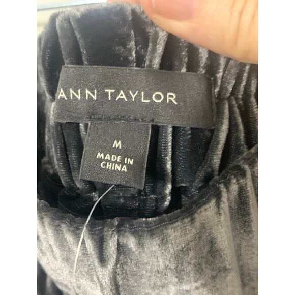 Ann Taylor Velvet Easy Pull On Ankle Pants Pewter NWT sz M Beautiful! - Picture 4 of 10